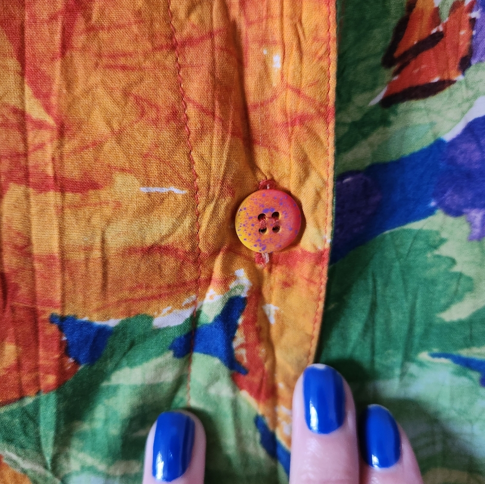 Vintage Jams World dream garden floral print Hawaii art-to-wear rayon medium - Picture 10 of 10